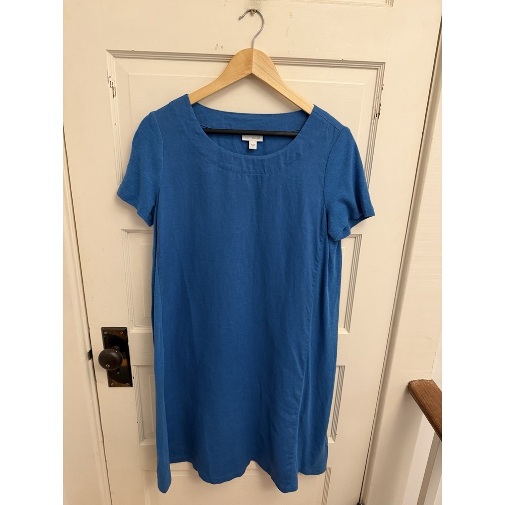 J. Jill Pure Jill Blue Linen Short Sleeve Shift Dress Casual Oversized Small